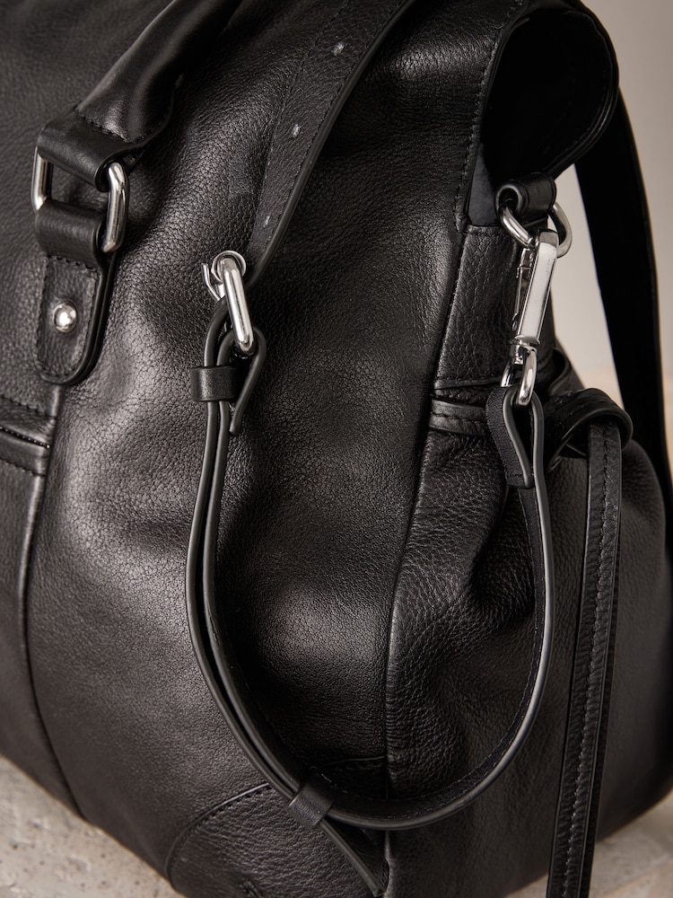 Schwarz - Ledertasche aus gewaschenem Leder - Bild 11 von 11