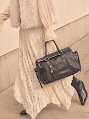 Schwarz - Ledertasche aus gewaschenem Leder - Bild 3 von 11