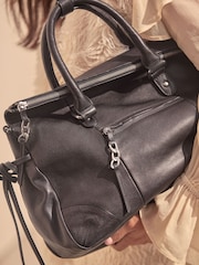 Schwarz - Ledertasche aus gewaschenem Leder - Bild 5 von 11