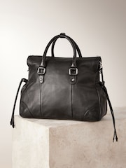 Schwarz - Ledertasche aus gewaschenem Leder - Bild 8 von 11