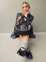 Black Croc Effect Handheld Shopper Bag - Image 1 of 1