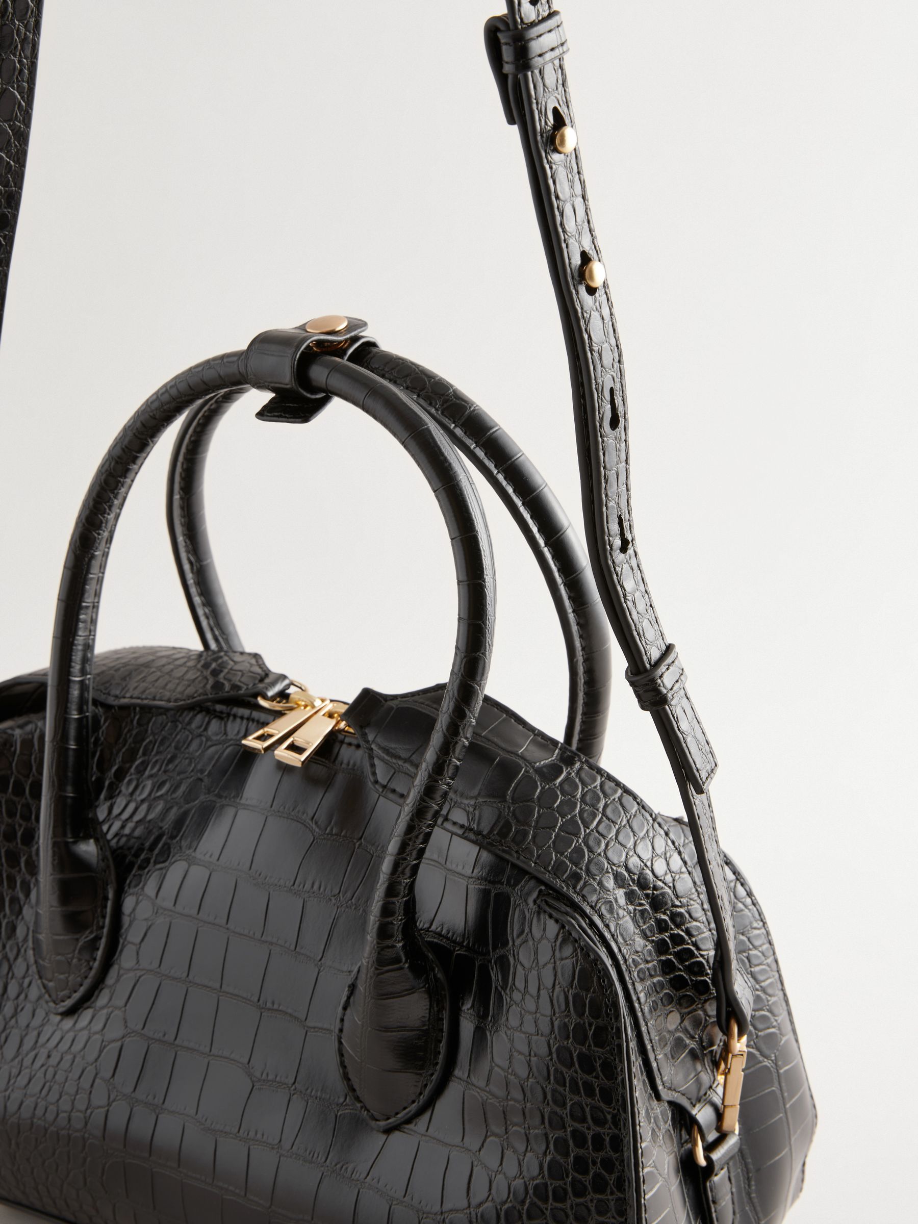 Buy Black Croc Effect Handheld Shopper Bag from the Next UK online