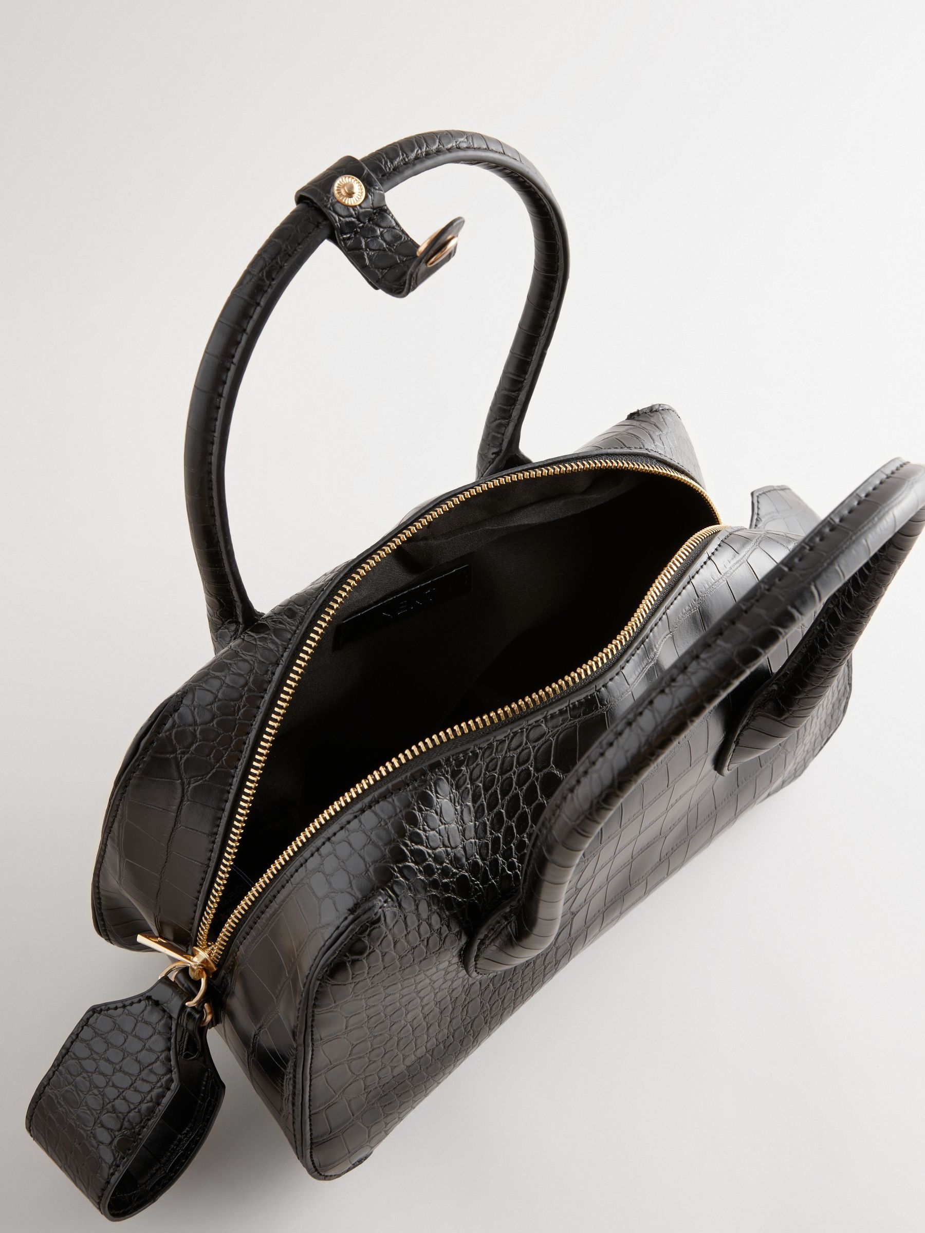 Buy Black Croc Effect Handheld Shopper Bag from the Next UK online
