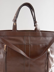 Chocolate Brown Casual Zip Grab Bag - Image 10 of 12