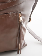 Chocolate Brown Casual Zip Grab Bag - Image 11 of 12