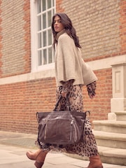 Chocolate Brown Casual Zip Grab Bag - Image 3 of 12