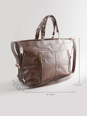 Chocolate Brown Casual Zip Grab Bag - Image 4 of 12