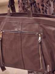 Chocolate Brown Casual Zip Grab Bag - Image 5 of 12