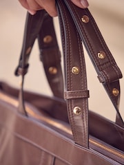 Chocolate Brown Casual Zip Grab Bag - Image 6 of 12