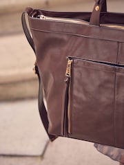 Chocolate Brown Casual Zip Grab Bag - Image 7 of 12