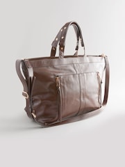 Chocolate Brown Casual Zip Grab Bag - Image 8 of 12