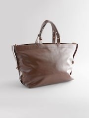 Chocolate Brown Casual Zip Grab Bag - Image 9 of 12