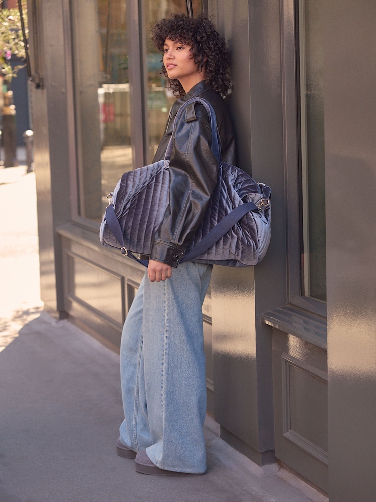 Blue Velvet Quilted Weekender Bag - Image 1 of 10
