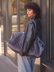Blue Velvet Quilted Weekender Bag - Image 3 of 10