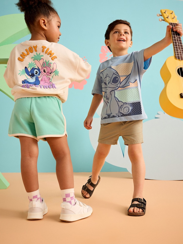 Cream Lilo And Stitch 100% Cotton Sweatshirt and Shorts Set (3mths-7yrs) - Image 1 of 10 Cream Lilo And Stitch 100% Cotton Sweatshirt and Shorts Set (3mths-7yrs) - Image 1 of 10