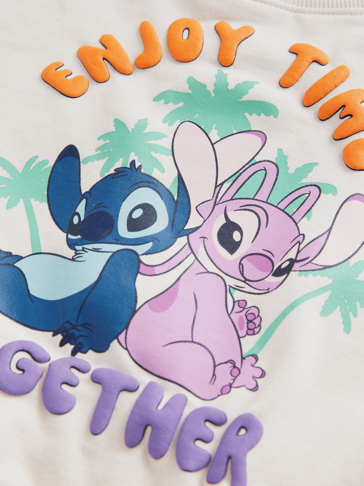 Cream Lilo And Stitch 100% Cotton Sweatshirt and Shorts Set (3mths-7yrs) - Image 10 of 10