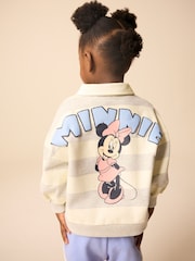 Grey 100% Cotton Minnie Mouse Stripe Rugby Sweatshirt And Shorts Set (3mths-7yrs) - Image 1 of 9