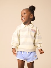 Grey 100% Cotton Minnie Mouse Stripe Rugby Sweatshirt And Shorts Set (3mths-7yrs) - Image 2 of 9