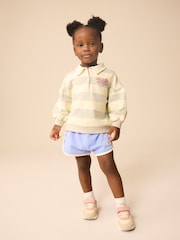 Grey 100% Cotton Minnie Mouse Stripe Rugby Sweatshirt And Shorts Set (3mths-7yrs) - Image 3 of 9