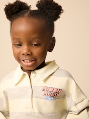 Grey 100% Cotton Minnie Mouse Stripe Rugby Sweatshirt And Shorts Set (3mths-7yrs) - Image 4 of 9