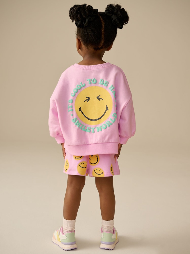 Pink/Yellow SmileyWorld® Sweatshirt and Shorts Set (3mths-7yrs) - Image 1 of 8