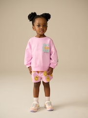 Pink/Yellow SmileyWorld® Sweatshirt and Shorts Set (3mths-7yrs) - Image 2 of 8