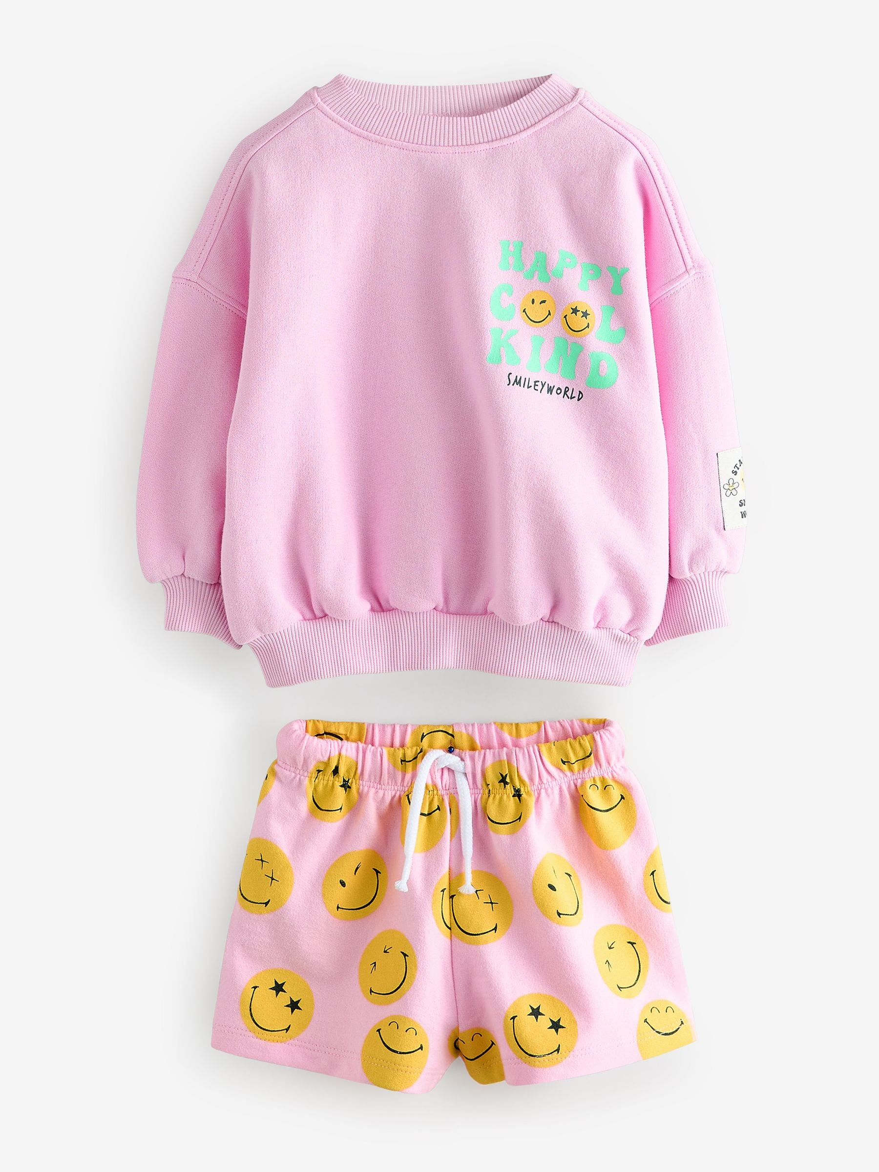 Buy Pink/Yellow SmileyWorld® Sweatshirt and Shorts Set