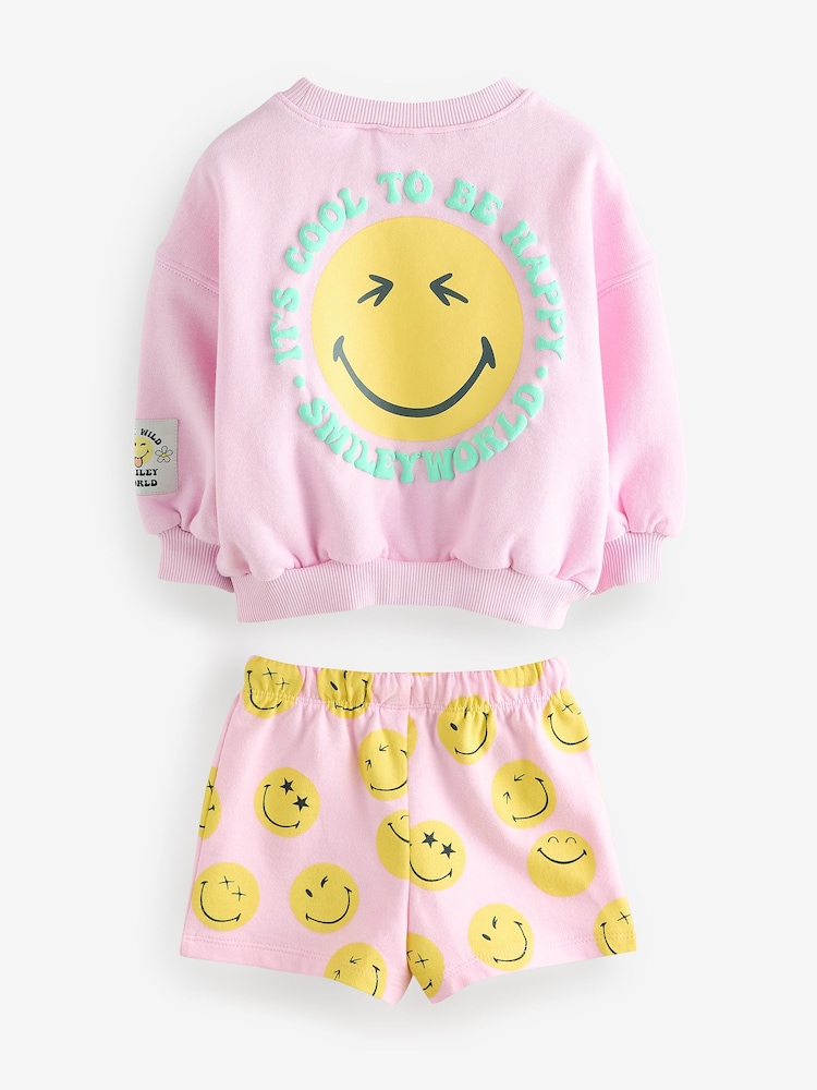 Pink/Yellow SmileyWorld® Sweatshirt and Shorts Set (3mths-7yrs) - Image 6 of 8