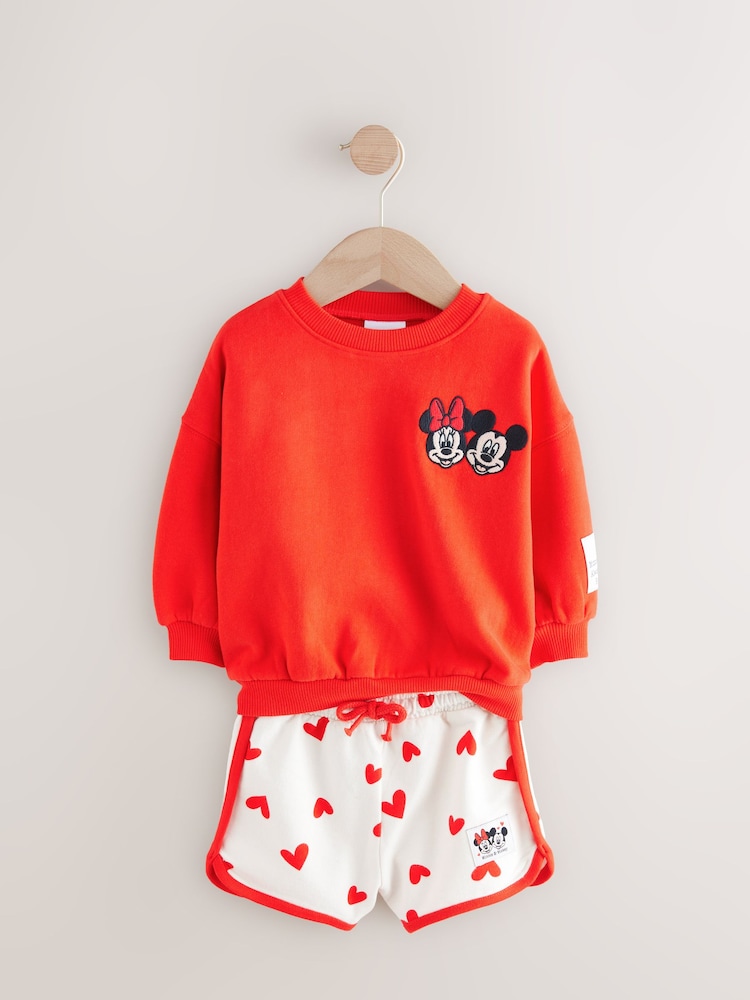 Crveno Srce - Minnie & Mickey Mouse Okrugli izrez 100% Cotton Dukserica & Kratko Set (3mths-7god) - Image 6 of 9