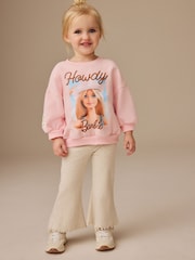 Pink/Cream Barbie Crew Sweatshirt and Flared Leggings Set (3mths-7yrs) - Image 1 of 9