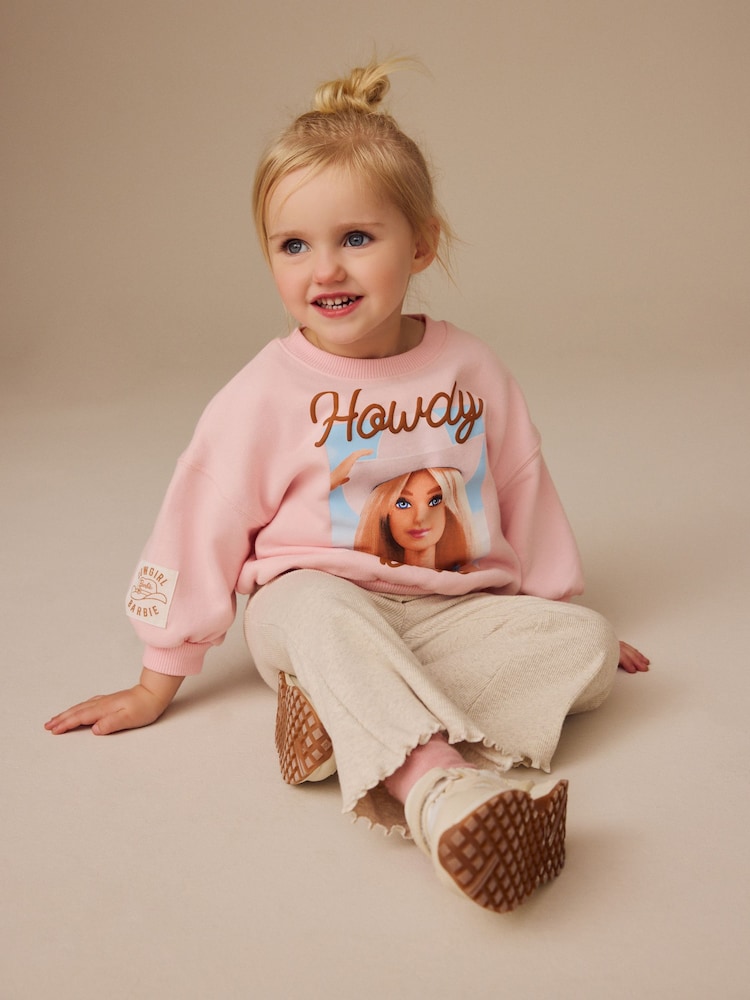 Pink/Cream Barbie Crew Sweatshirt and Flared Leggings Set (3mths-7yrs) - Image 2 of 9