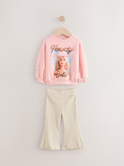 Pink/Cream Barbie Crew Sweatshirt and Flared Leggings Set (3mths-7yrs) - Image 5 of 9