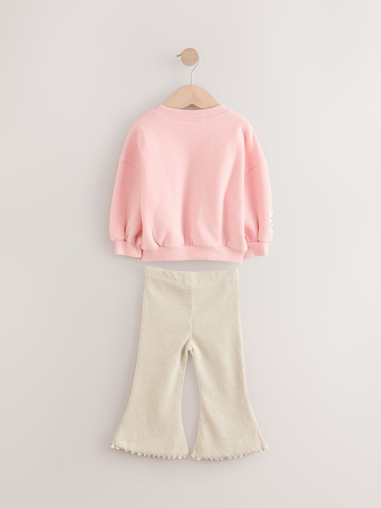 Pink/Cream Barbie Crew Sweatshirt and Flared Leggings Set (3mths-7yrs) - Image 6 of 9