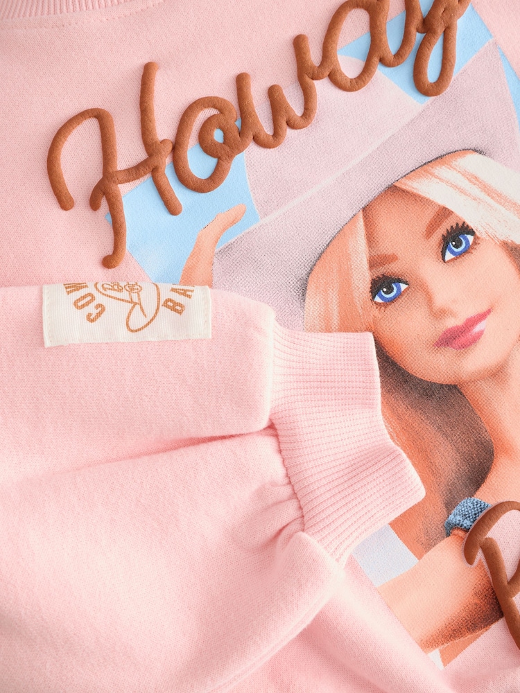 Pink/Cream Barbie Crew Sweatshirt and Flared Leggings Set (3mths-7yrs) - Image 9 of 9