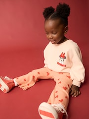 Pink/Peach Hearts Disney Minnie Mouse Sweatshirt & Flared Leggings Set (3mths-7yrs) - Image 1 of 9