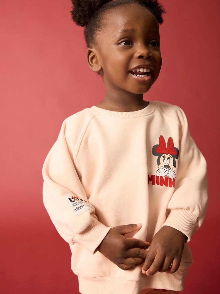 Pink/Peach Hearts Disney Minnie Mouse Sweatshirt & Flared Leggings Set (3mths-7yrs) - Image 2 of 9