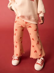 Pink/Peach Hearts Disney Minnie Mouse Sweatshirt & Flared Leggings Set (3mths-7yrs) - Image 3 of 9