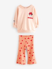 Pink/Peach Hearts Disney Minnie Mouse Sweatshirt & Flared Leggings Set (3mths-7yrs) - Image 9 of 9