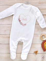 Little Years Personalised Heart 100% Cotton Sleepsuit - Image 3 of 4