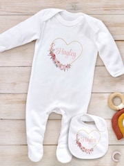 Little Years Personalised Heart 100% Cotton Sleepsuit - Image 4 of 4