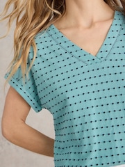 White Stuff Blue Embroidered Stripe T-Shirt - Image 4 of 7