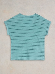 White Stuff Blue Embroidered Stripe T-Shirt - Image 6 of 7