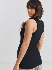 Simply Be Black Flower Cut-Out Tank - Image 2 of 4