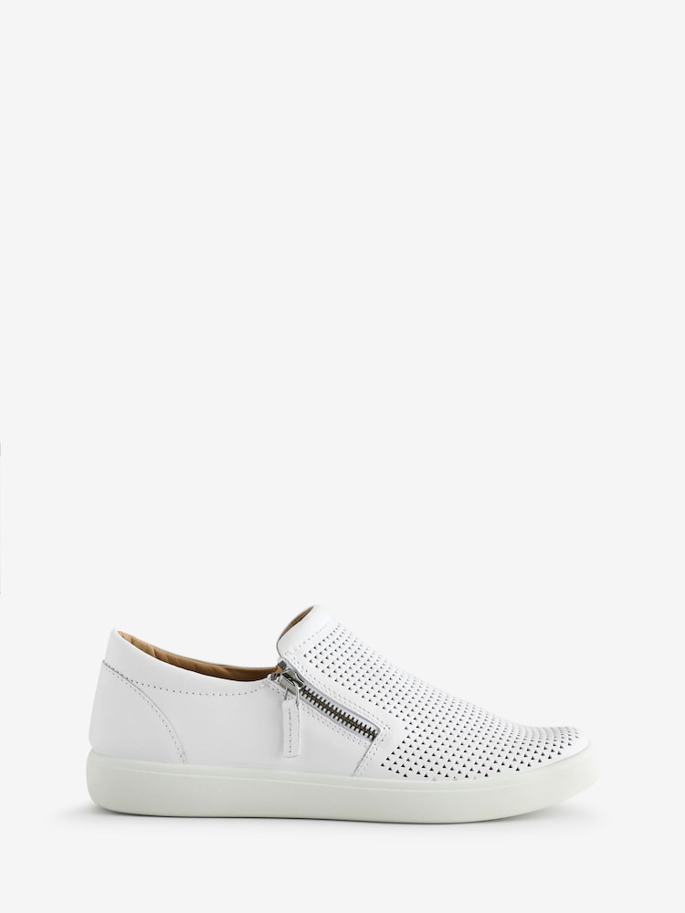 Hotter White Regular Fit Daisy Slip On/Zip Trainers - Image 1 of 1