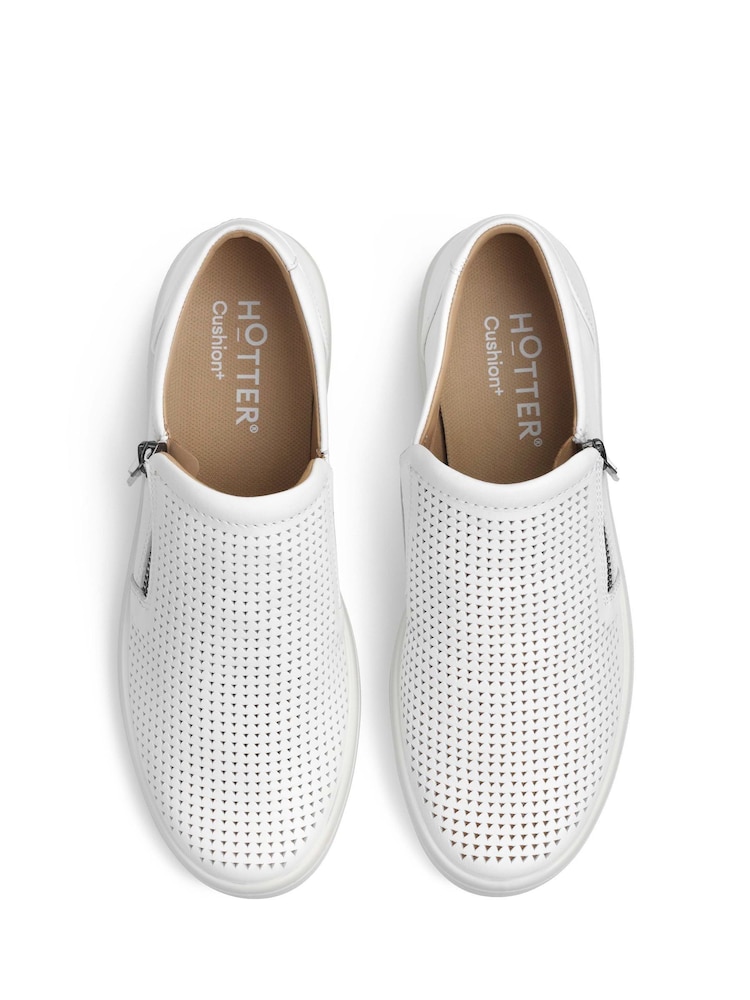 Hotter White Standard Fit Daisy Slip On/Zip Trainers - Image 2 of 4 Hotter White Standard Fit Daisy Slip On/Zip Trainers - Image 2 of 4
