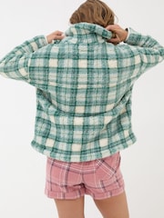 FatFace Borg Green Check Half Zip Fleece - Image 3 of 9