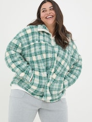 FatFace Borg Green Check Half Zip Fleece - Image 6 of 9