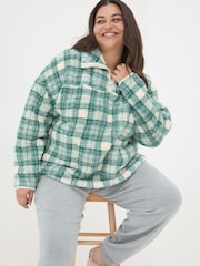 FatFace Borg Green Check Half Zip Fleece - Image 8 of 9