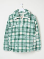 FatFace Borg Green Check Half Zip Fleece - Image 9 of 9