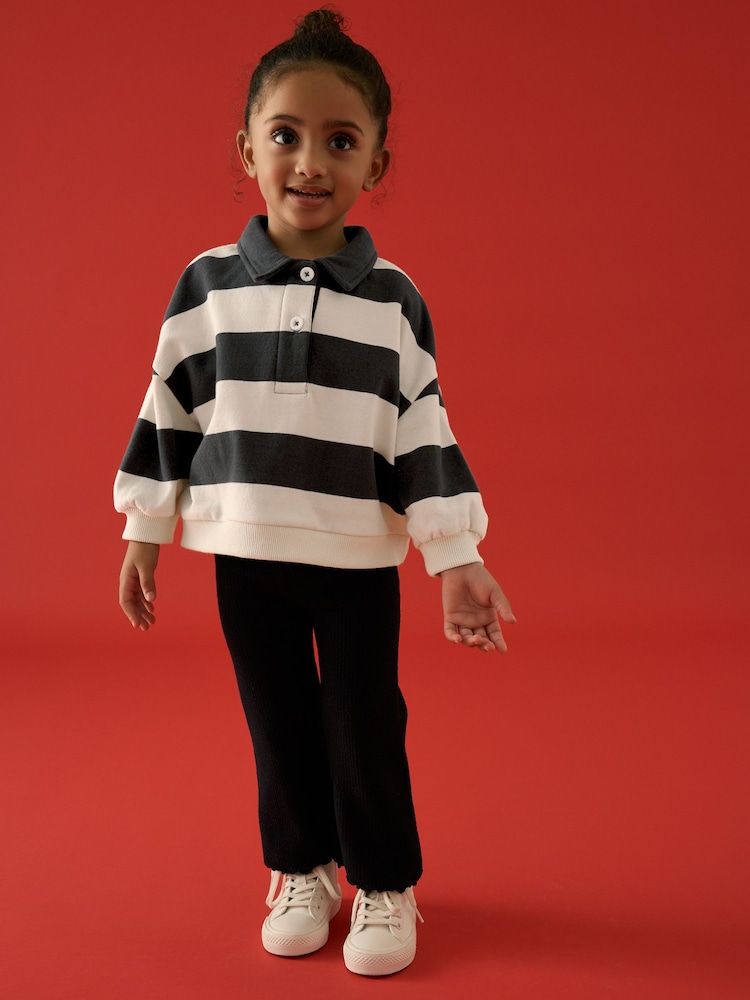Black Stripe Rugby 100% Cotton Top (3mths-7yrs) - Image 2 of 8